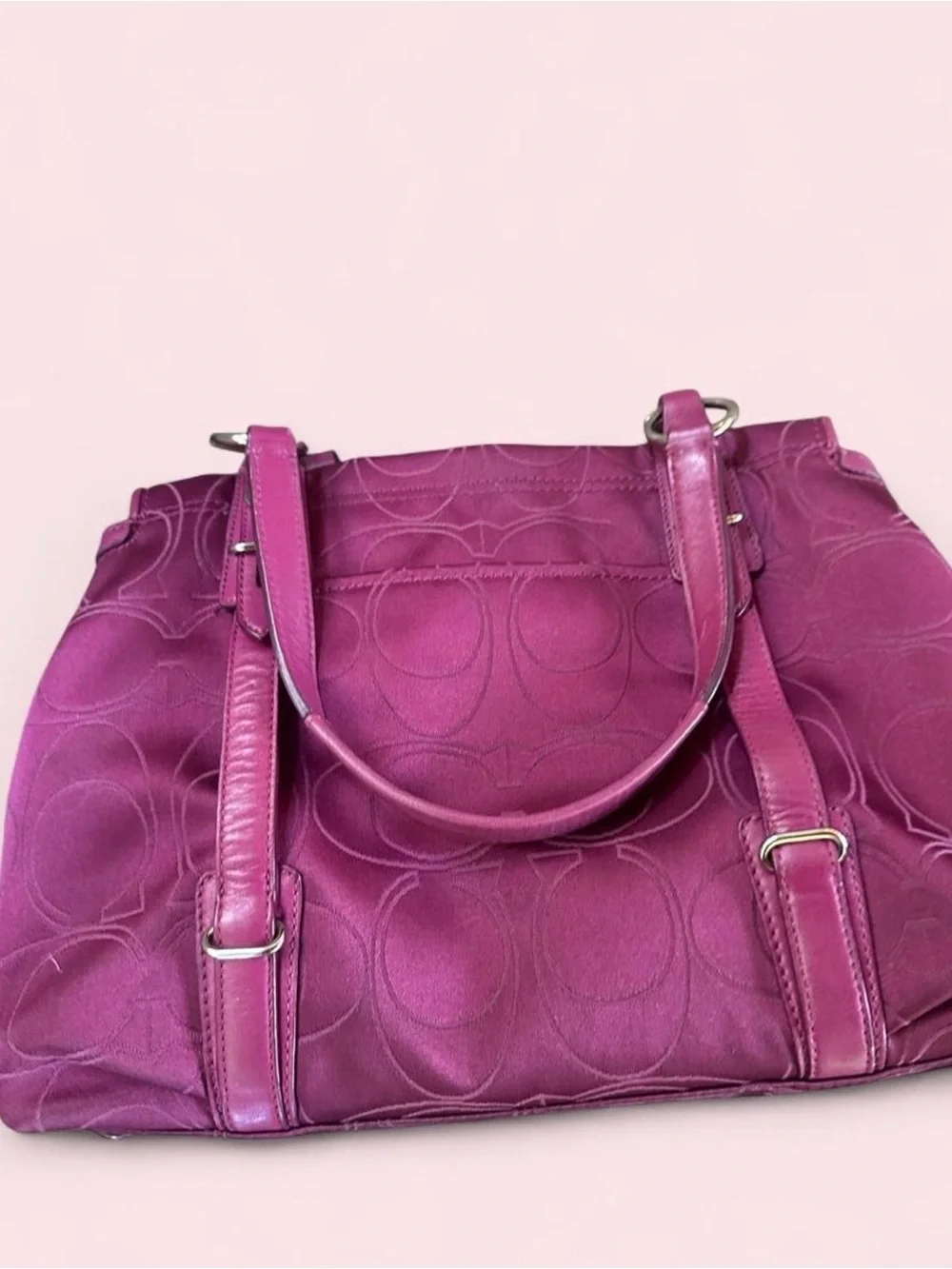 RARE Vintage Coach Mia Carryall Satin Shoulder Bag Magenta Pink Y2K ARCHIVE FIND